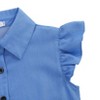 Girls Tie Front Knot Tops with Ruffle Sleeve Plaid Tops Tie Front Blouse Short Sleeve Button Down Shirts for Toddler Girls - 4 of 4