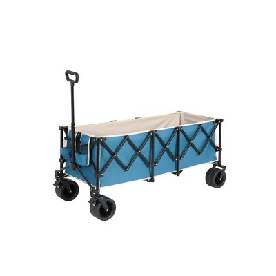 SKRAN Foldable Extended Heavy Duty 300L Folding Utility Cart with 220lbs Weight Capacity with Big All-Terrain Beach Wheels & Drink Holders