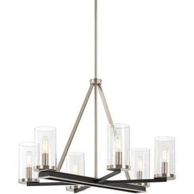 Minka Lavery Coal Nickel Chandelier 26" Wide Modern Clear Seeded Glass Shade 6-Light Fixture for Dining Room House Foyer Kitchen