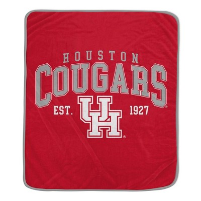 NCAA Houston Cougars Vintage Arch Block Flannel Fleece Blanket: Sports Team Logo Throw