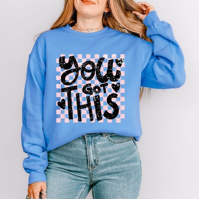 Simply Sage Market You Got This Distressed Checkered Sweatshirt