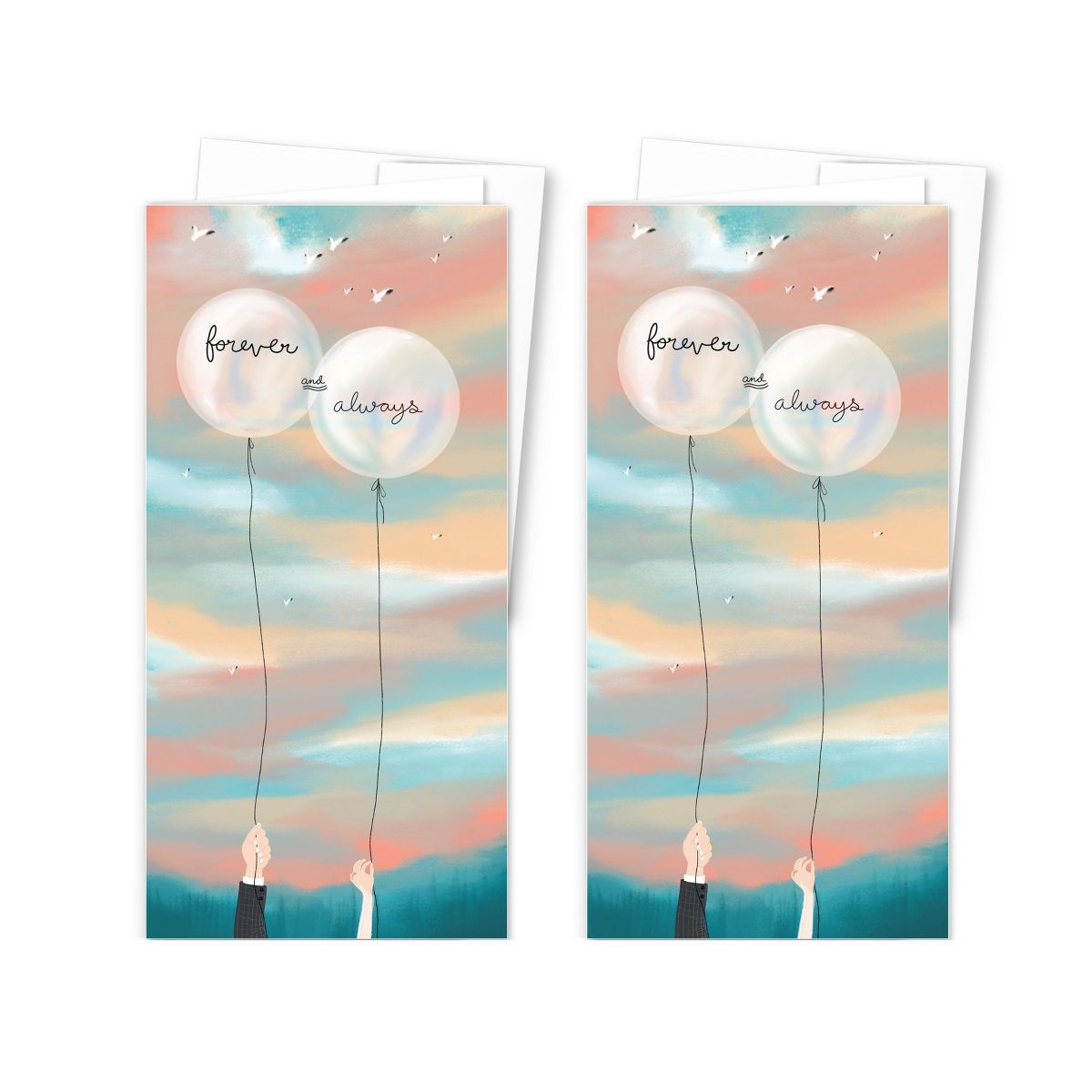 2ct Forever and Always Balloons Long Greeting Card Pack by Ramus & Co