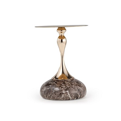 EUREKA ERGONOMIC 15" Round Metal Top Side Table,15.8"L x 15.8"W x 20.9"H,Brown