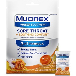 Mucinex InstaSoothe Sore Throat Lozenges Honey & Echinacea 2.4mg, 20 Ct - 1 of 4