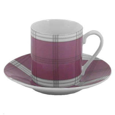 Pastel Plaid Porcelain Espresso Set 12 Pieces