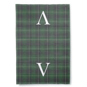 Personalization Mall Christmas Plaid Waffle Weave Kitchen Towel, Green Plaid - 1 of 4
