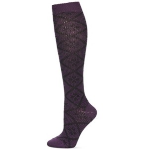 Memoi Women's Open Crochet Diamond Pattern Chunky Knee High Sock - 1 of 3