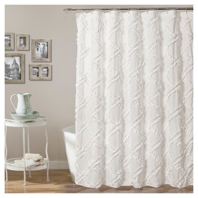 Shower Curtain Ruffle Diamond White - Lush Décor