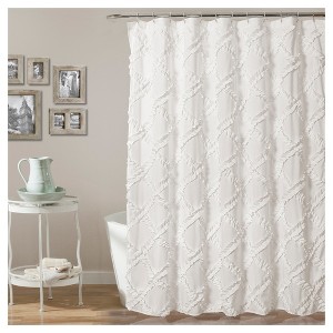 Shower Curtain Ruffle Diamond White - Lush Decor