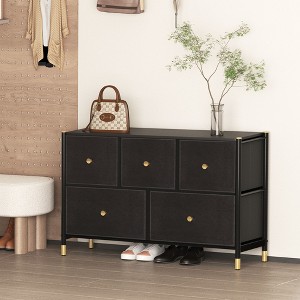 NicBex Drawer Dresser Cabinet,Storage Tower with 5/6 PU Leather Front Drawers for Closet,Living Room,Bedroom,Hallway,Black - 1 of 4