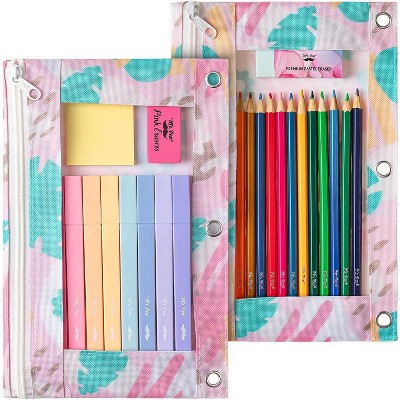 Paaaawaters Pencil Pouch, Blue and Orange, 2 Fabric Pencil Pouches, Binder Pockets, Pencil Case, Binder Pouch, Canvas