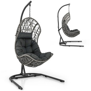 Costway Egg Chair with Stand Pillow & Cushion Hanging Accessories for Living Room - 1 of 4