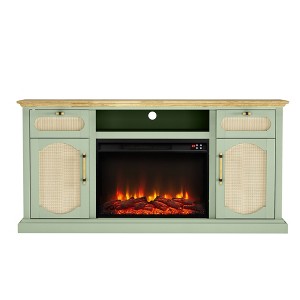 62" Fabric Style TV Stand for TVs up to 65" with Electric Fireplace & Storage - Festivo - 1 of 4