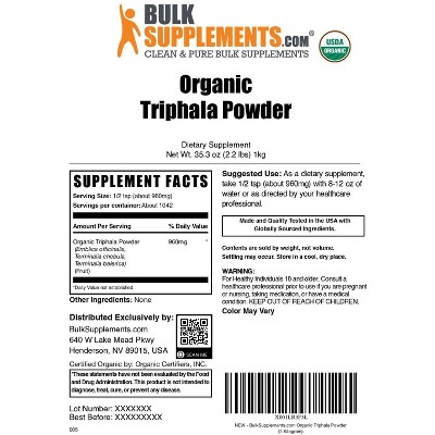 BulkSupplements Organic Triphala Powder