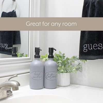 Gray and Black 16oz Glass Soap Dispenser Bottles with Stainless Steel Pump Tops