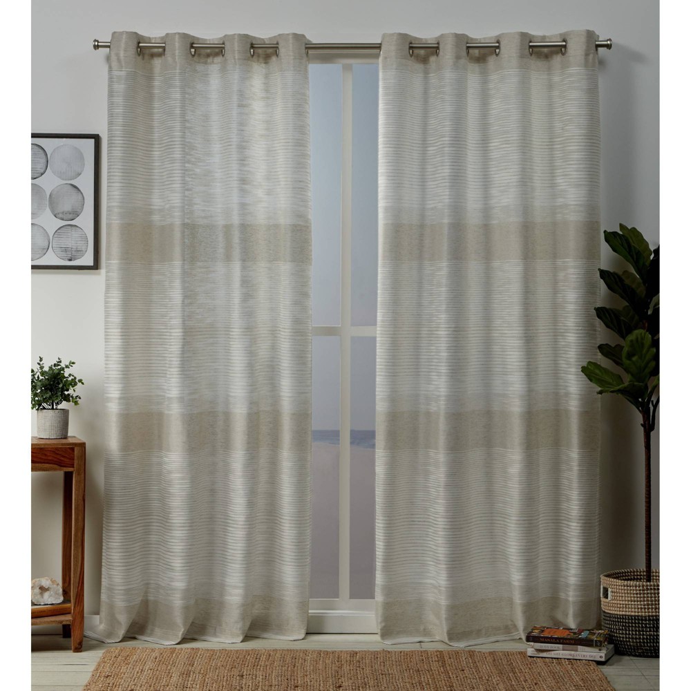 CHIC 1PC SEMI-SHEER 2 MIX COLOR GROMMET TOP WINDOW CURTAIN PANEL SILVER WHITE 