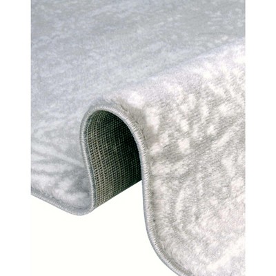 Elegant Monte Carlo 5' Square Light Gray Floral Synthetic Rug