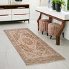 Sand And Brown Floral Medallion Area Rug With Fringe - 2 of 4