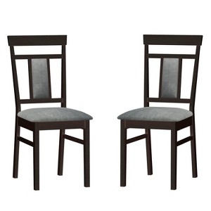 ADILE  Wooden Dining Chairs Set of 2, Upholstered Kitchen Chair w/Rubber Wood Frame - 1 of 3