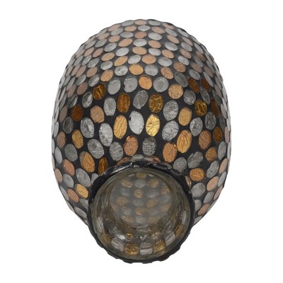 Bronze and Copper Mosaic Glass Decorative Vase, 9"