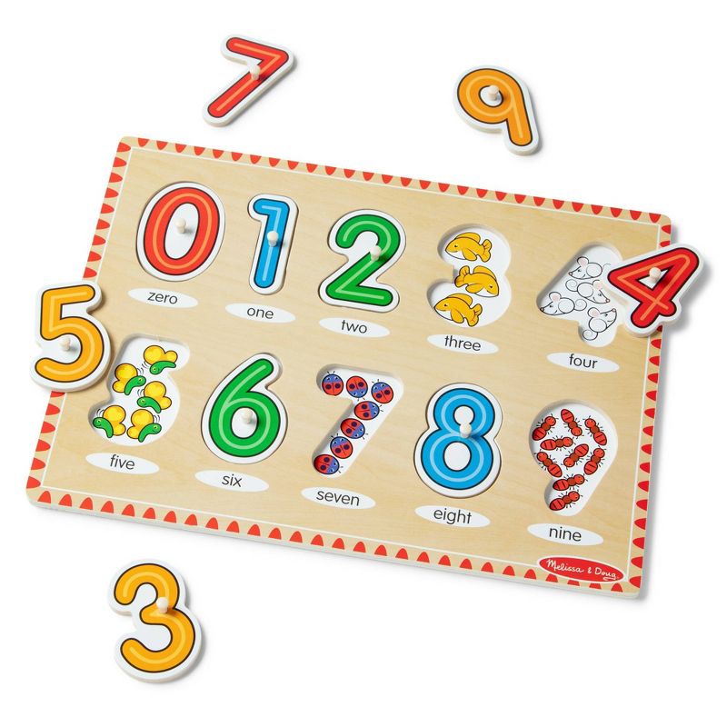 Melissa &#38; Doug Wooden Lift &#38; See Peg Puzzle 2pk - Alphabet, Numbers, 3 of 5