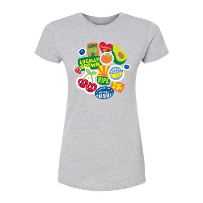 Women's - Instant Message - Fruit Stamps Fitted Graphic T-Shirt