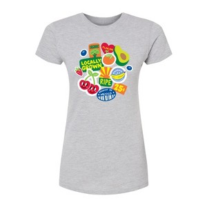 Women's - Instant Message - Fruit Stamps Fitted Graphic T-Shirt - 1 of 4