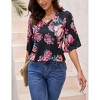 Women's Casual 3/4 Ruffled Sleeve Chiffon Blouse Tops for Women - 4 of 4