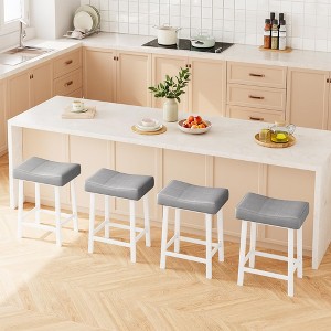 Bar Stools Set of 4, 24" Counter Height Upholstered Padded Barstools with Curved Surface, Ergonomic Saddle Seat, for Kitchen Island, Home Bar - 1 of 4