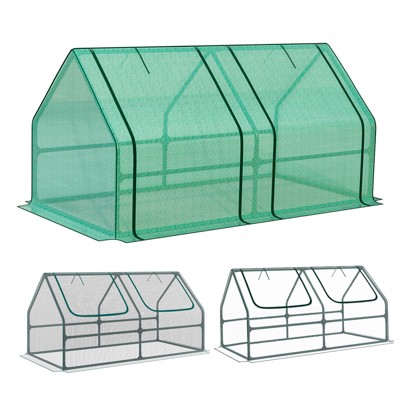 Aoodor Mini Greenhouse with 3 Replaceable Covers, Portable Garden Greenhouse with Roll-up Zipper Doors, UV-Protected for  Outdoor Plants, 6'x3'x3'