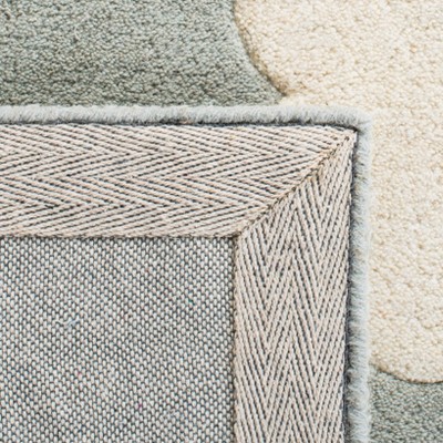 Handmade Gray Round Tufted Wool and Viscose Rug