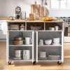 55.5 inch White Fluted Kitchen Island with 2 Drop Leaf, Kitchen Storage Cart with Power Outle Rolling Island Table for Kitchen Dining Room - 3 of 4