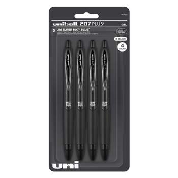 uni-ball uniball 207 Plus+ Retractable Gel Pens Medium Point 0.7mm Black Ink 4/Pack (70460)