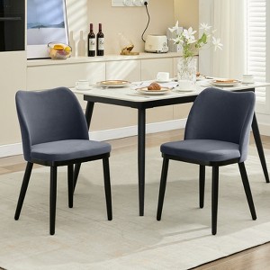 Dining Chairs Set of 2,Upholstered Velvet Dining Room Side Chairs, Chair for Dining Table with Padded Seat and Wood Legs-Modern Dining Chairs - 1 of 4