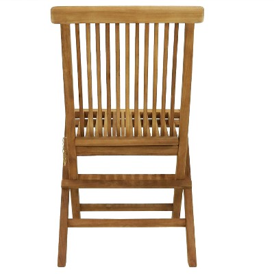 Hyannis Teak Wood Foldable Slat Back Outdoor Dining Chair - Light Brown