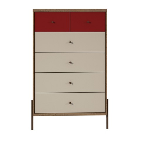 48 43 Joy Tall Dresser Red Off White Manhattan Comfort Target