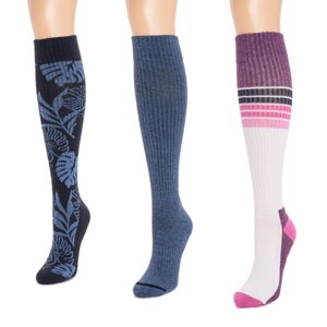 MUK LUKS Womens 3 Pack Cotton Compression Knee-High Socks - 1 of 3