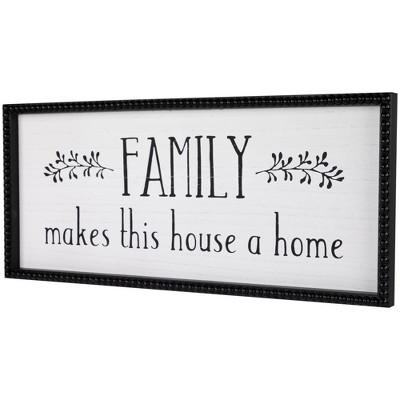 Family Makes This House a Home Black and White Wood Framed Wall Art
