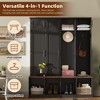 The Misty Moon Farmhouse White Hall Tree with 4 Hidden Hanging Hooks and Versatile Walnut Seating Bench with 8 Doors - 2 of 4