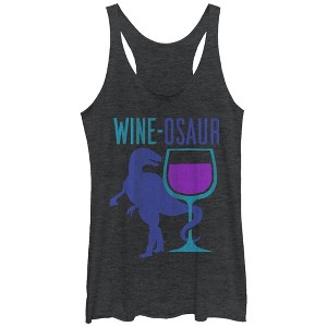 Women's CHIN UP Wine Dinosaur Racerback Tank Top - 1 of 3