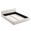 Sapphtopaz Elegant Low Bed Frame with Checker Headboard Upholstered Platform Bed with Slat Support for Bedroom, No Box Spring Needed, Beige - 4 of 4