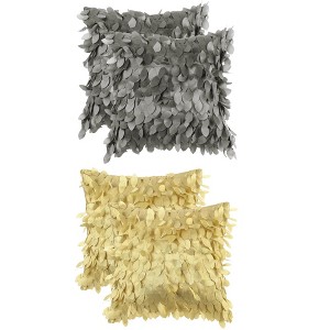 Unique Bargains Solid Color 3D Sequins Leaf Indoor Outdoor Throw Pillow Covers 4 Pcs - 1 of 4