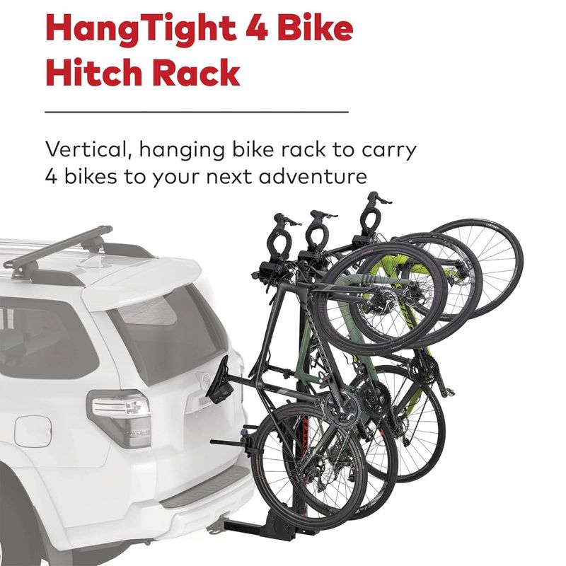 Yakima Versatile HangTight 4 Vertical Hanging Hitch Steel Bike Rack for 2 Inch Hitch Receivers with Fully Padded Cradles and Tilting Design, Black, 3 of 7