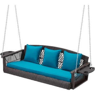 EROMMY Patio Hanging Swing Bench Chair with Cushions