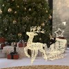 LuxenHome 2-Piece Lighted Reindeer and Sleigh Christmas Yard Decoration, Outdoor Holiday Set with Timer White - 4 of 4