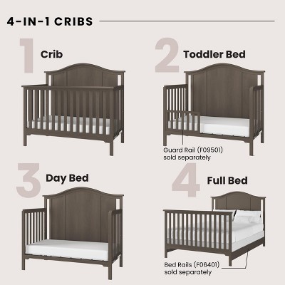 Gray Wooden Convertible Crib and Changing Table Set