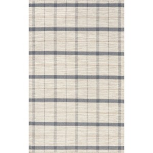 Nuloom Tallulah Plaid 2x3 Wool Accent Indoor Area Rug for Living Room Bedroom Dining Room Entryway Kitchen, Ivory/Grey - 1 of 4