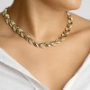 Adornia 14k Gold Plated Crystal Leaf Necklace - 2 of 3