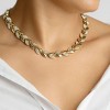 Adornia 14k Gold Plated Crystal Leaf Necklace - image 2 of 3