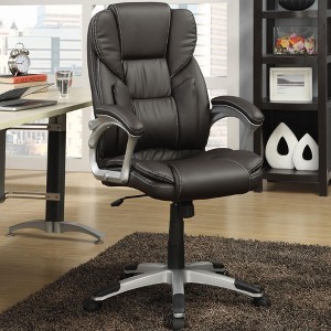 TiramisuBest Brown Upholstered Swivel Office Chair: Ergonomic, Adjustable & Portable - 1 of 4